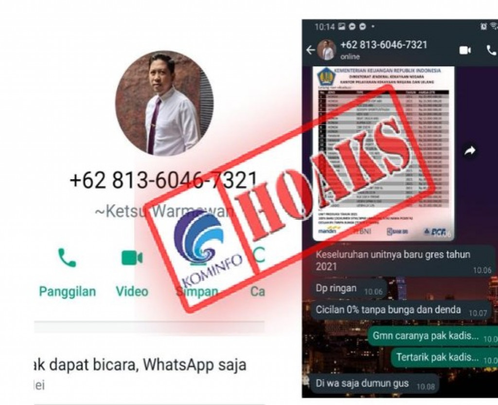 [HOAKS] Akun WhatsApp Mengatasnamakan Kadis Kominfosanti Kabupaten Buleleng