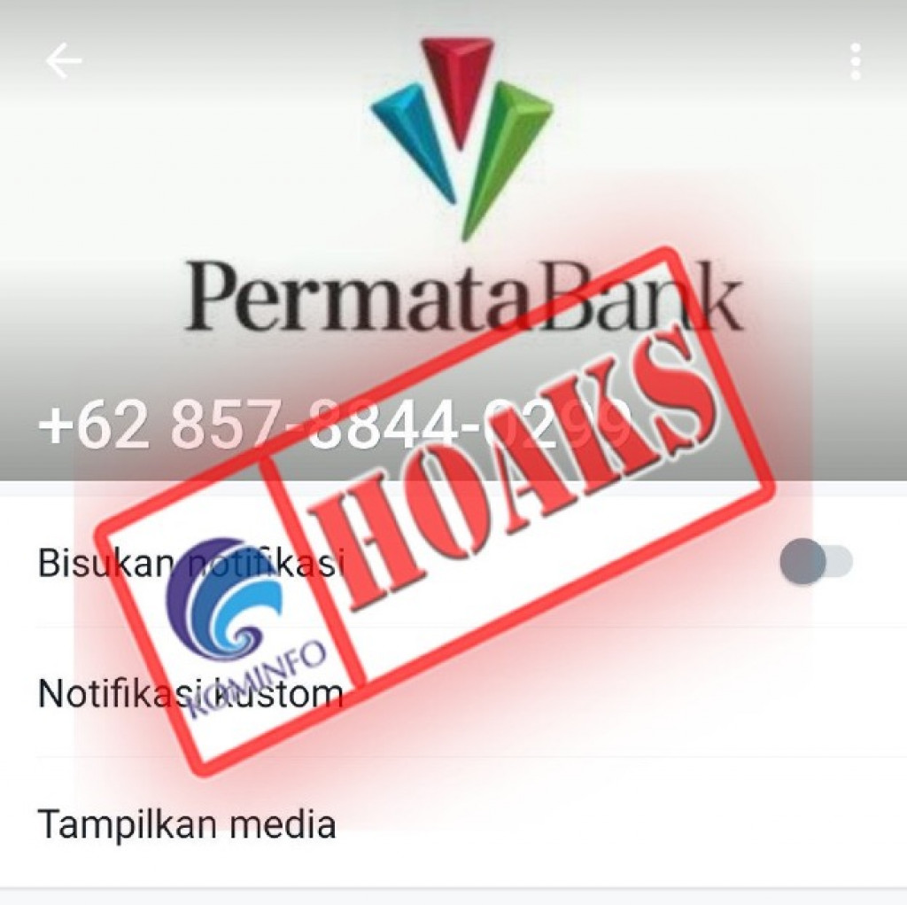 [HOAKS] Akun WhatsApp Mengatasnamakan Permata Bank