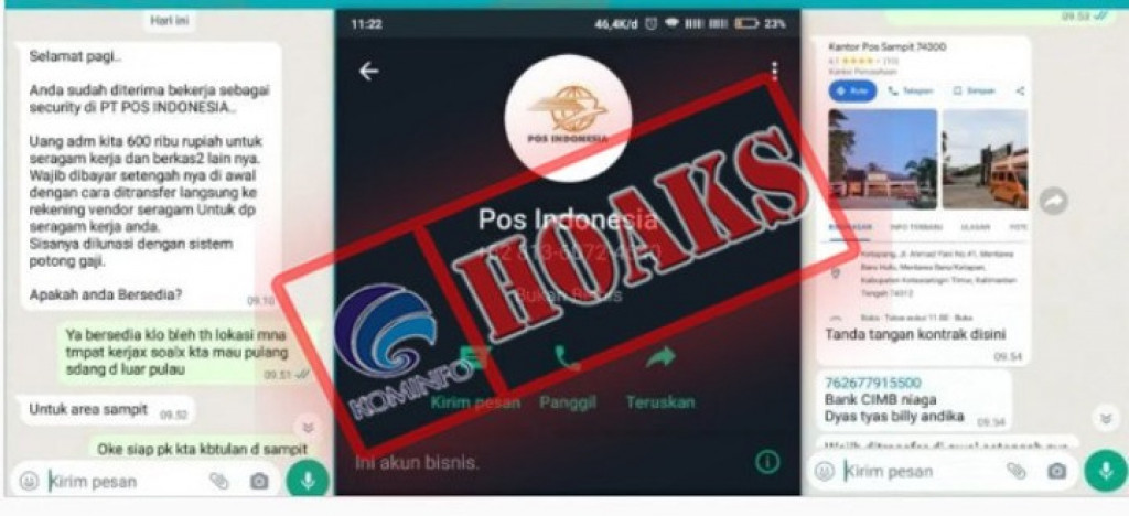 [HOAKS] Akun WhatsApp Mengatasnamakan Pos Indonesia