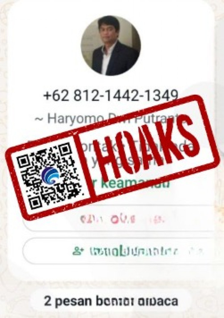 [HOAKS] Akun WhatsApp Mengatasnamakan Kepala BKN Haryomo Dwi Putranto