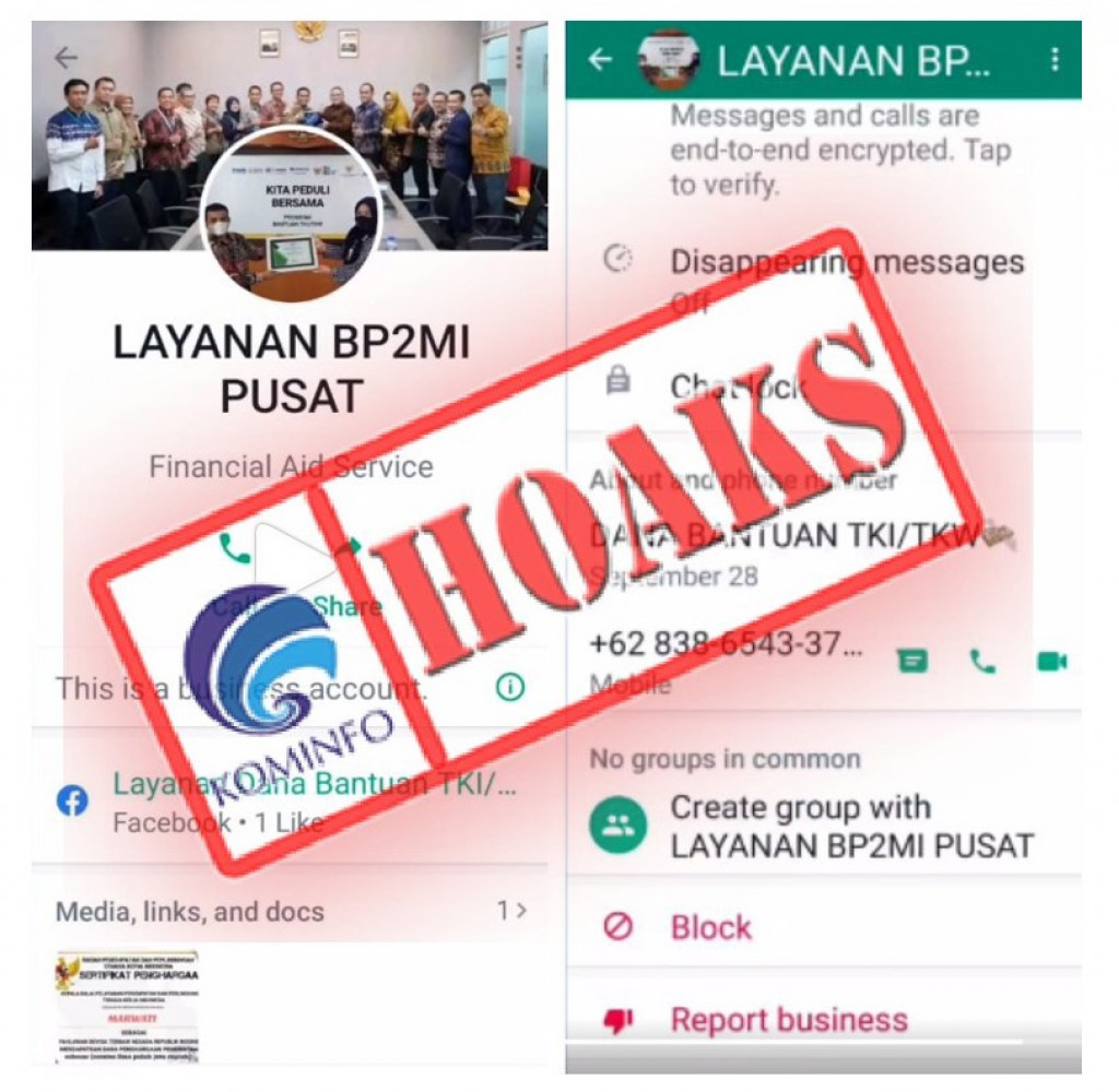 [HOAKS] Akun WhatsApp Mengatasnamakan BP2MI