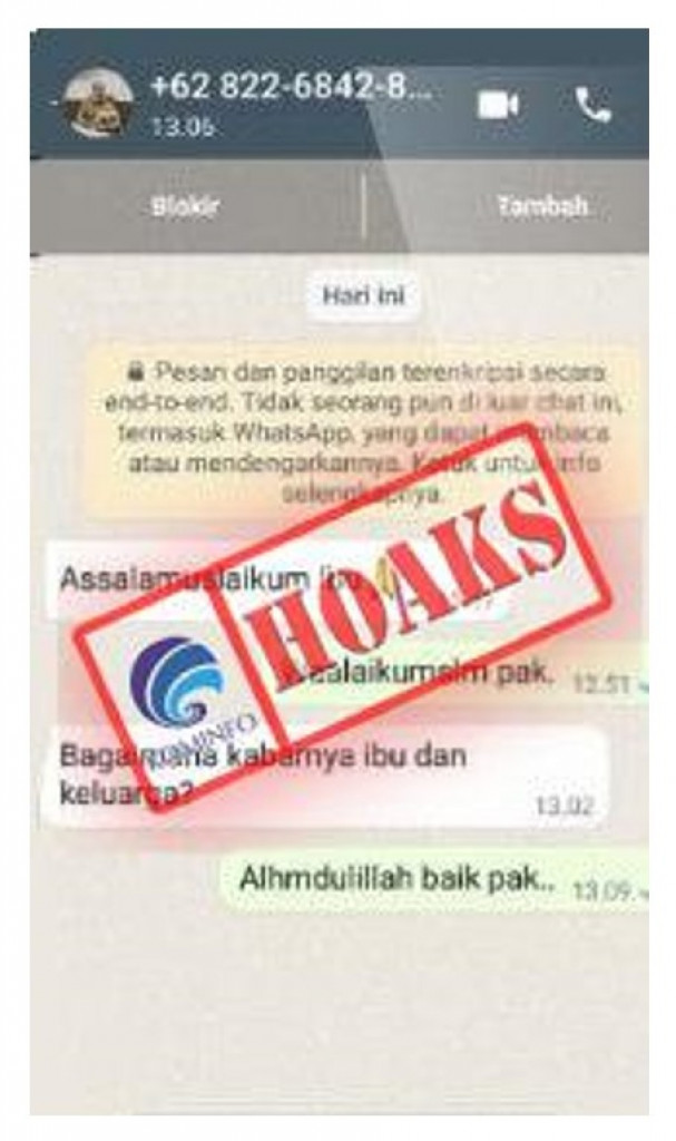 [HOAKS] Akun WhatsApp Mengatasnamakan Kepala Diskominfotik Kabupaten Indragiri Hilir
