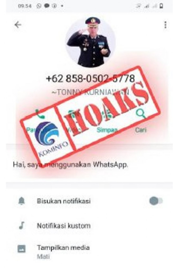 [HOAKS] Akun WhatsApp Mengatasnamakan Kapolres Rejang Lebong