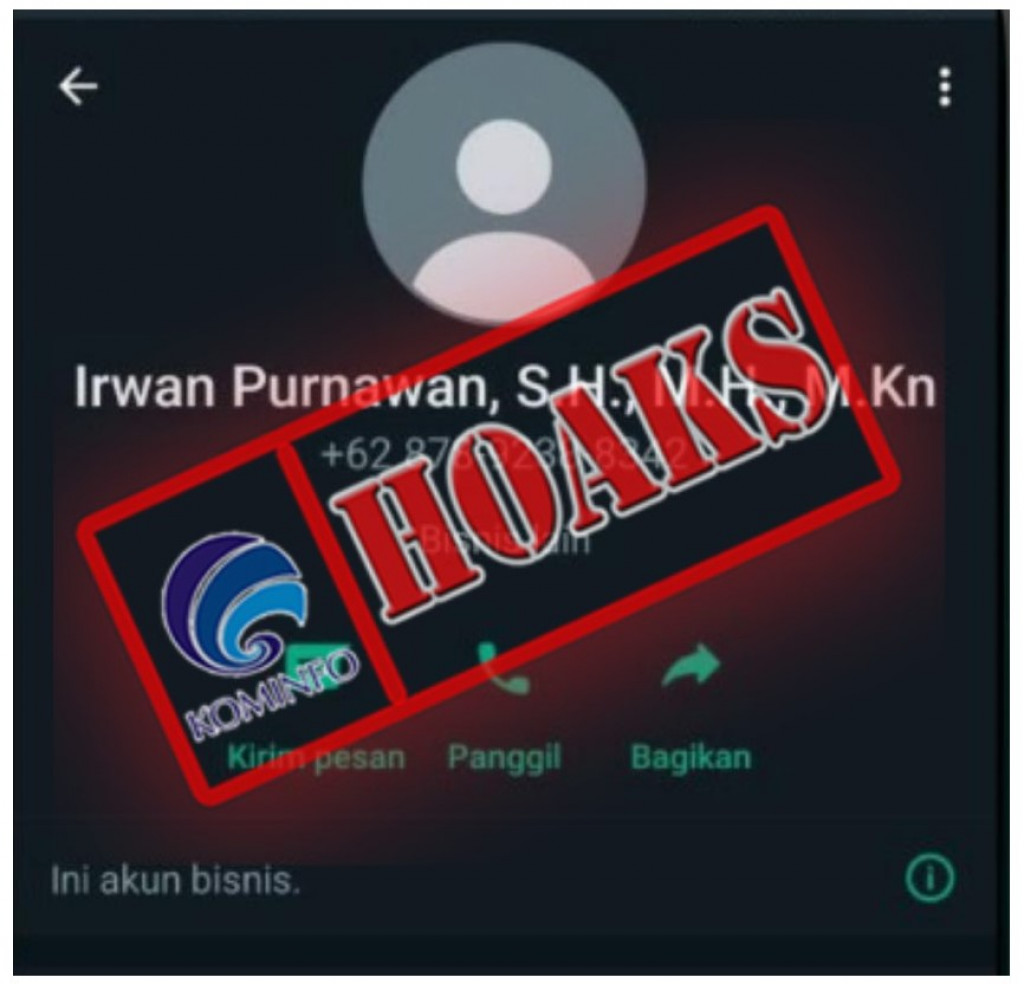 [HOAKS] Akun WhatsApp Mengatasnamakan Kepala BKPSDM Kabupaten Bogor