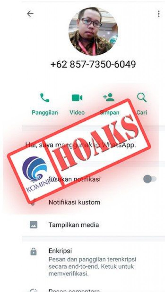 [HOAKS] Akun WhatsApp Mengatasnamakan Anggota Bawaslu Kabupaten Buleleng