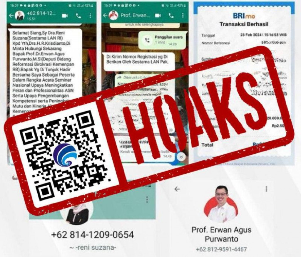 [HOAKS] Akun WhatsApp Mengatasnamakan Pimpinan Lembaga Kementerian Pendayagunaan Aparatur Negara, Lembaga Administrasi Negara, dan Politeknik STIA LAN