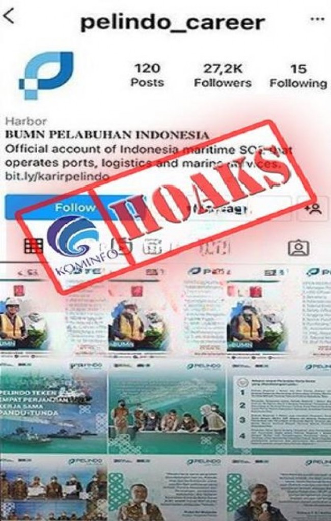 [HOAKS] Akun Instagram Mengatasnamakan Pelindo