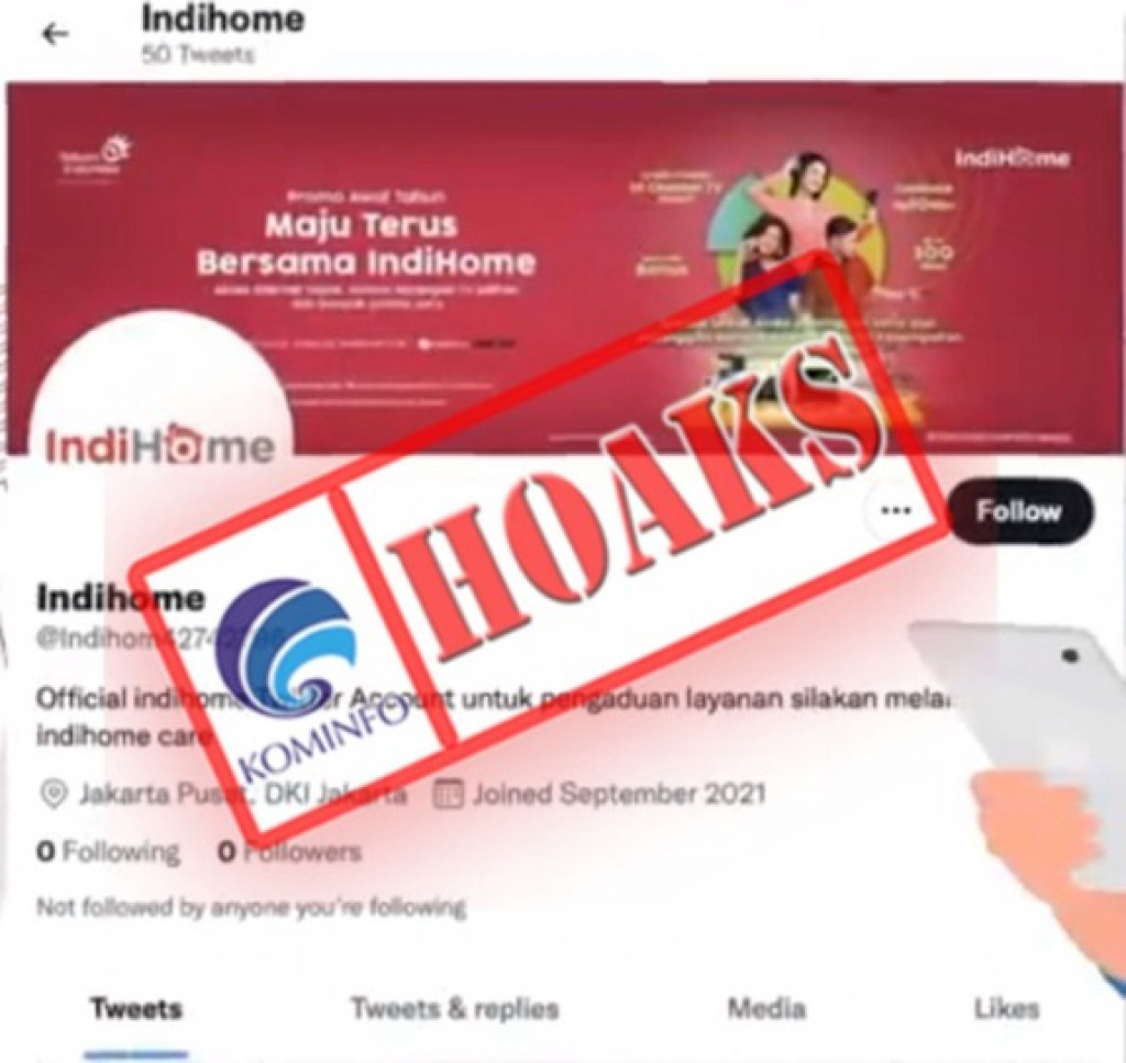 [HOAKS] Akun Twitter Mengatasnamakan IndiHome