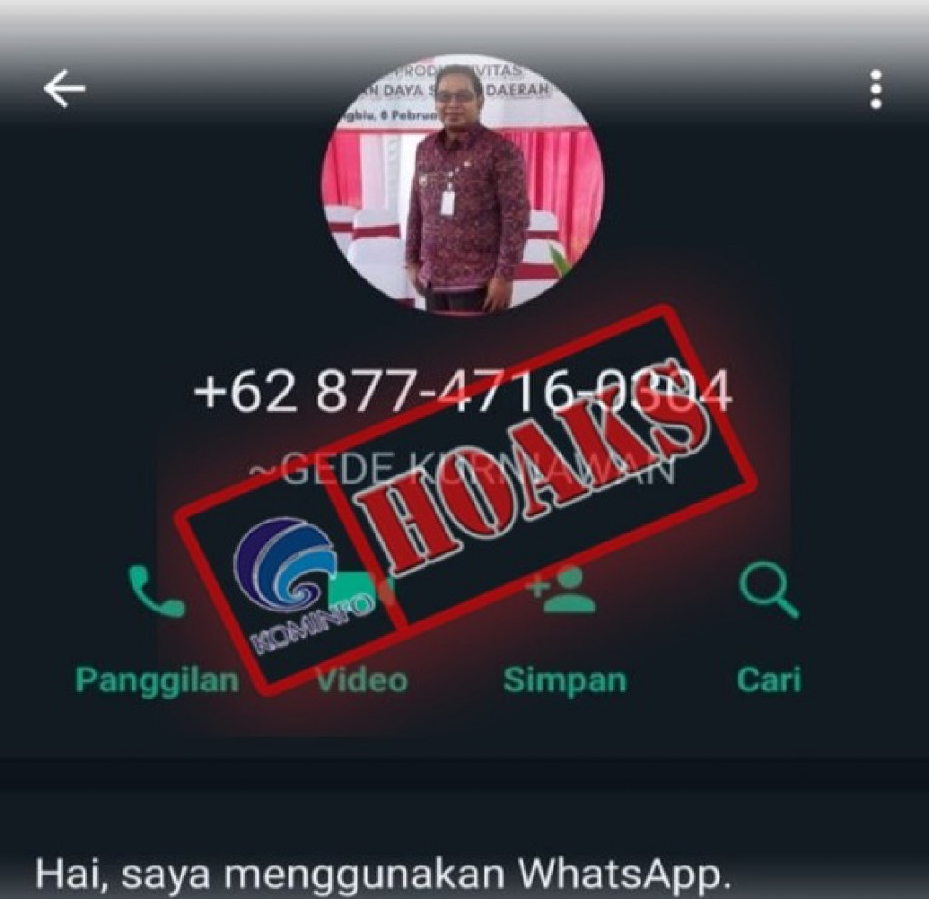 [HOAKS] Akun WhatsApp Palsu Mengatasnamakan Camat Busungbiu Kabupaten Buleleng