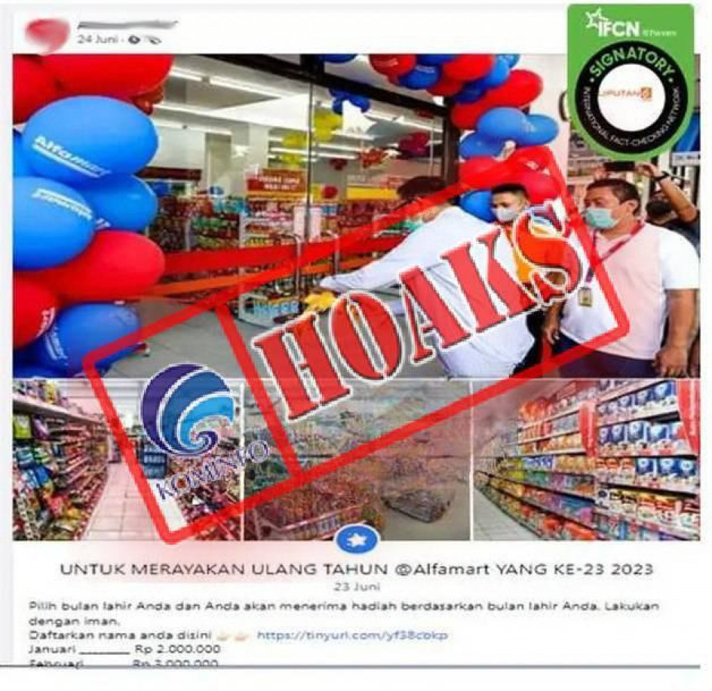 [HOAKS] Alfamart Bagikan Uang Jutaan Rupiah Berdasarkan Bulan Lahir