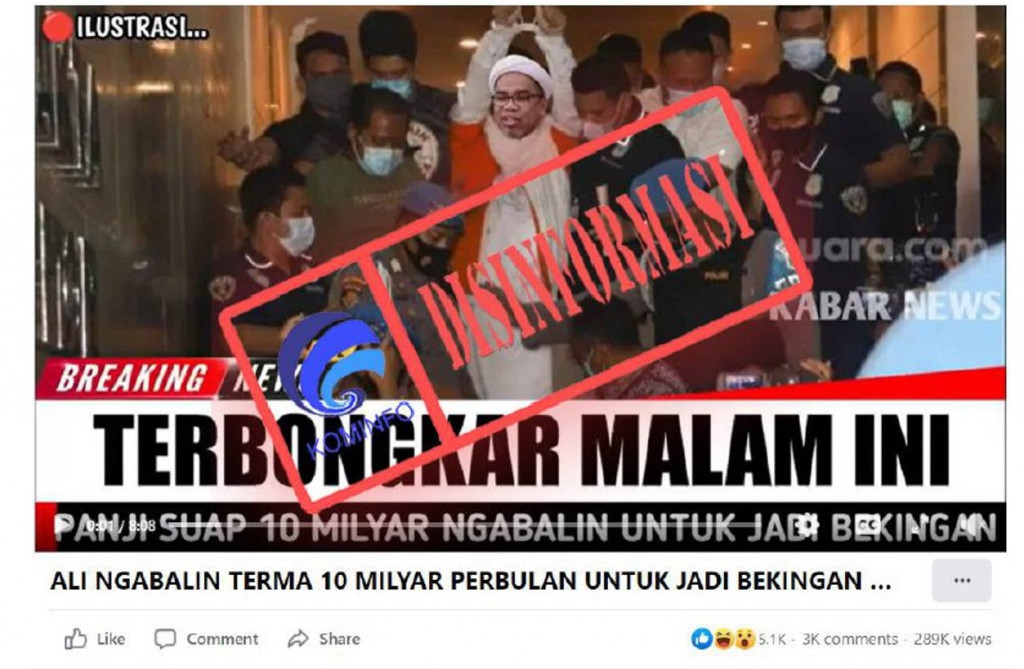 [DISINFORMASI] Ali Mochtar Ngabalin Terbukti Terima Suap Rp10 Miliar dari Panji Gumilang