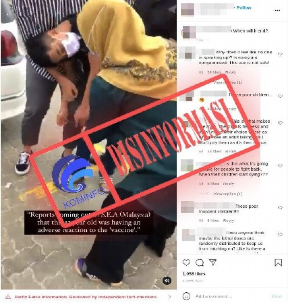 [DISINFORMASI] Video Anak di Malaysia Pingsan karena Efek Samping Vaksin Covid-19