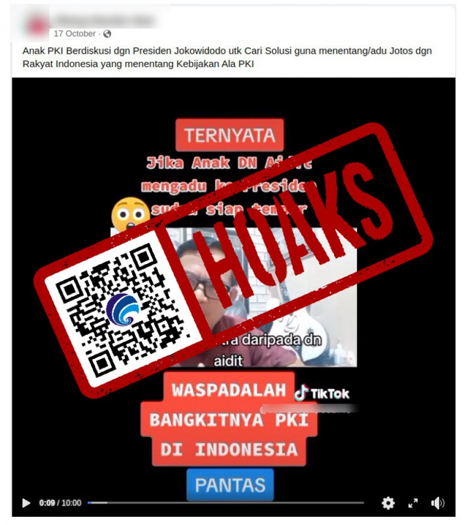 [HOAKS] Anak PKI Bertemu Presiden Jokowi untuk Membahas Cara Menentang Rakyat yang Tak Setuju PKI