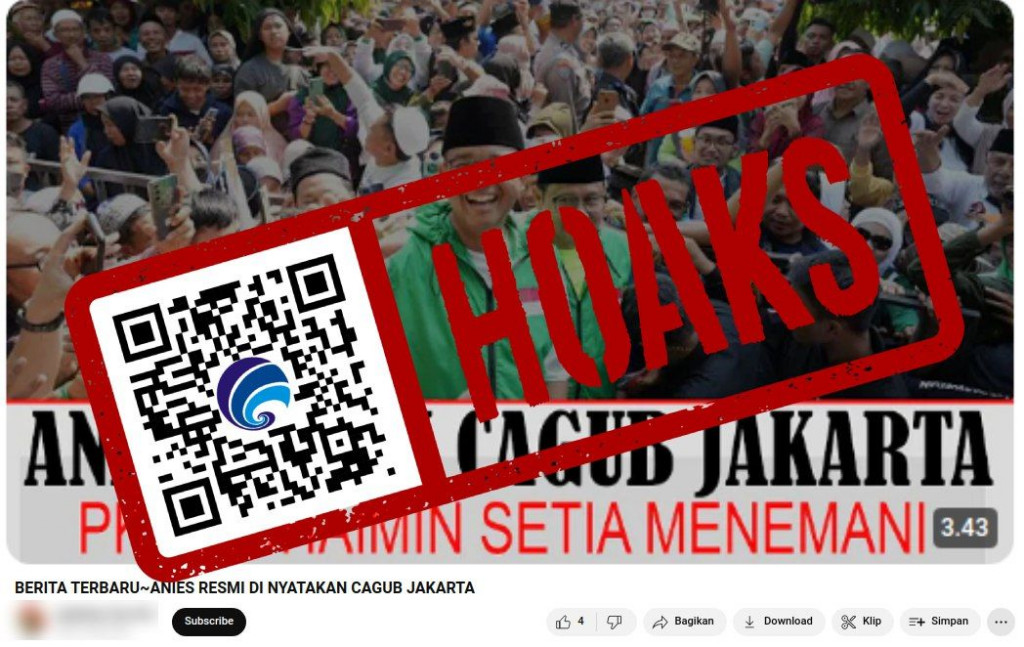 [HOAKS] Anies Baswedan Resmi Dinyatakan sebagai Calon Gubernur Provinsi Daerah Khusus Jakarta 2024