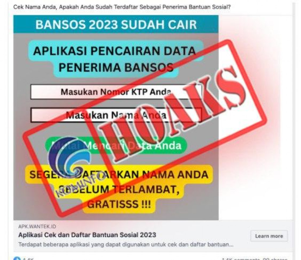 [HOAKS] Aplikasi Pencairan Dana Bantuan Sosial