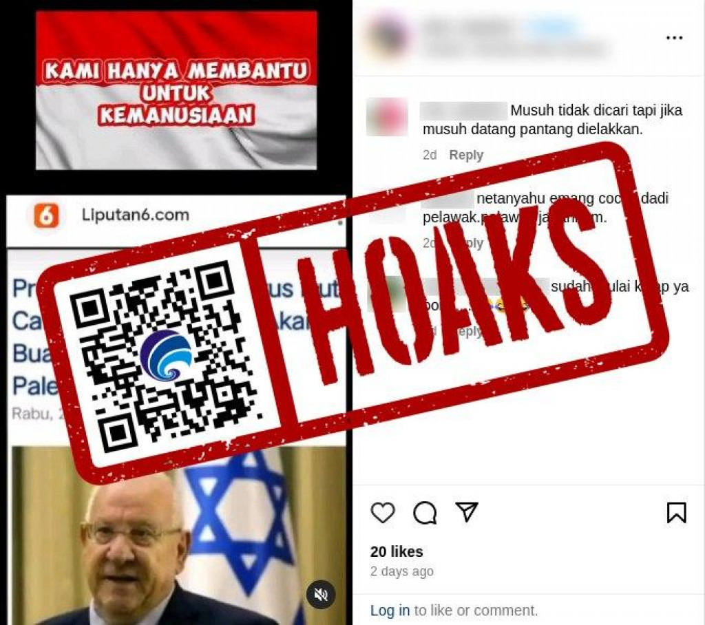 [HOAKS] Artikel "Presiden Israel: Bila Terus Ikut Campur, Kami Berjanji akan Buat Indonesia seperti Palestina”