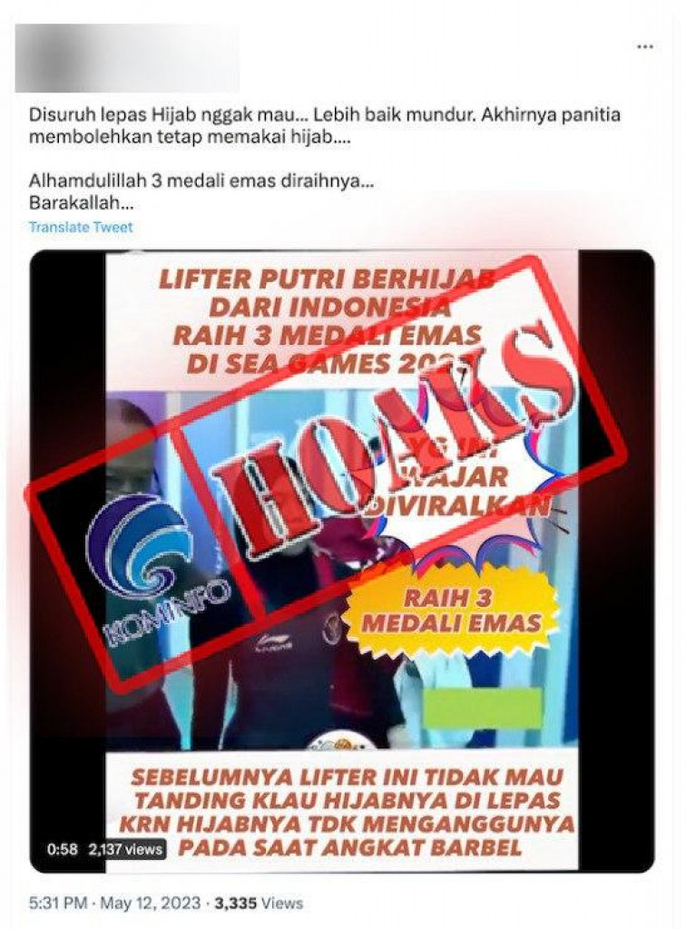 [HOAKS] Atlet Angkat Besi Putri Indonesia Dipaksa Lepas Hijab di SEA Games 2023