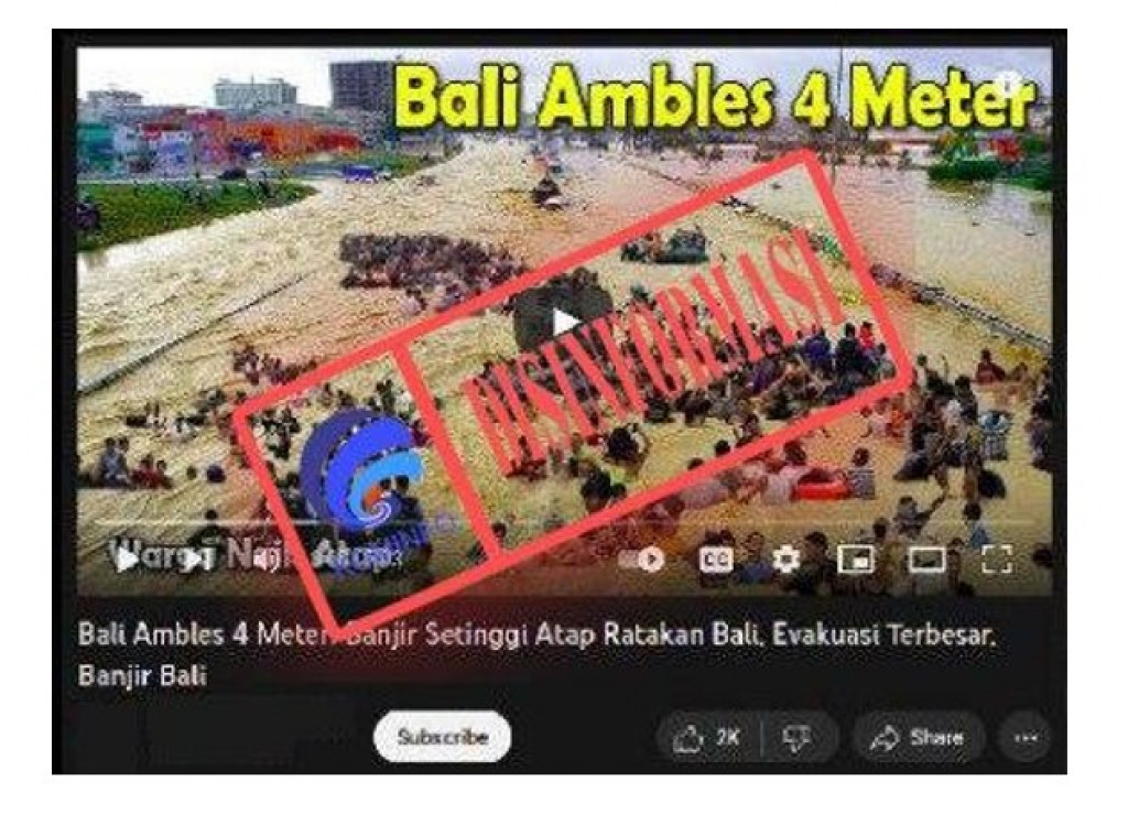 [DISINFORMASI] Video Banjir di Bali Setinggi Atap dan Tanah Ambles Empat Meter hingga Evakuasi Terbesar