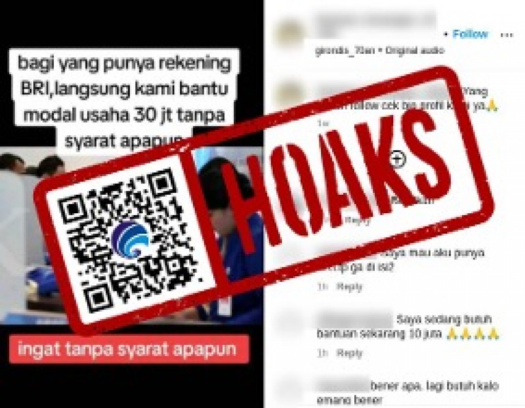 [HOAKS] BRI Berikan Bantuan Modal Usaha Rp30 Juta
