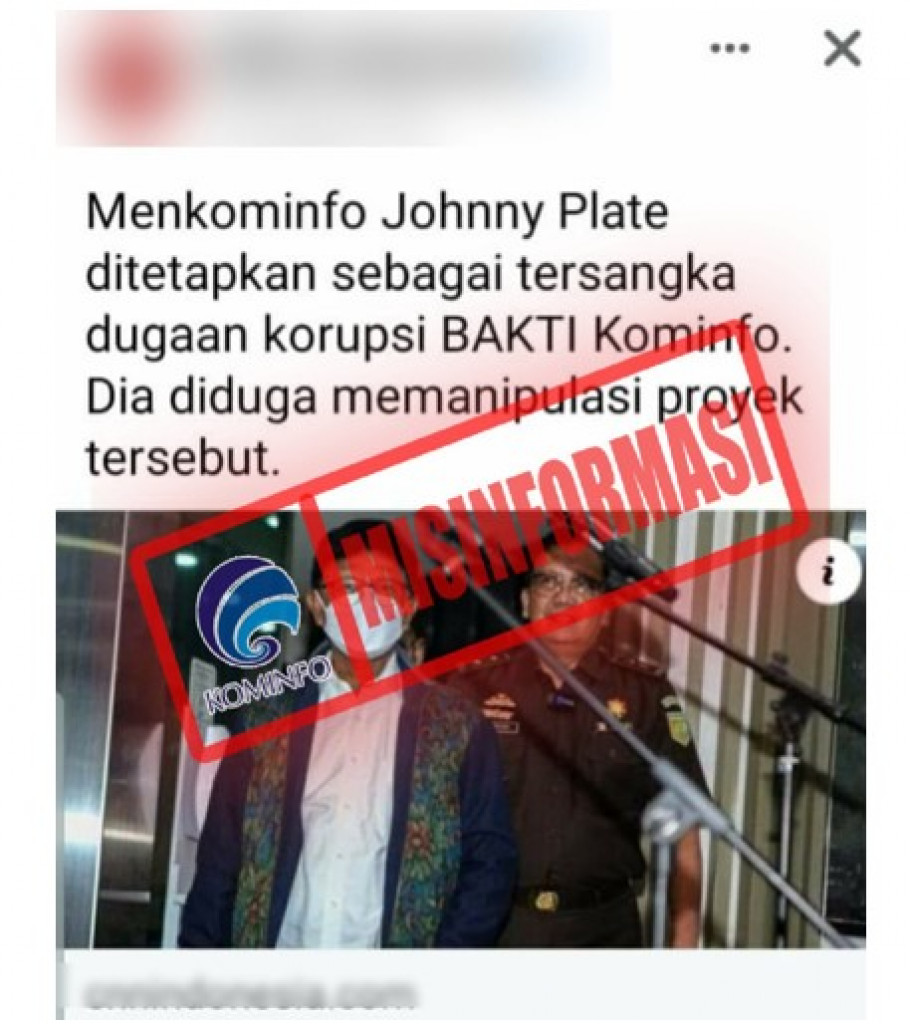 [MISINFORMASI] Menkominfo Johnny G. Plate Ditetapkan sebagai Tersangka Dugaan Korupsi BAKTI KOMINFO