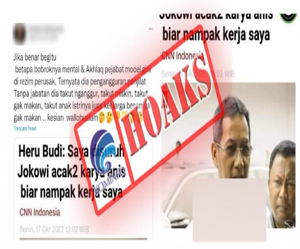 [HOAKS] Hasil Tangkapan Layar "Heru Budi: Saya Disuruh Jokowi Acak-Acak Karya Anis Biar Nampak Kerja Saya"
