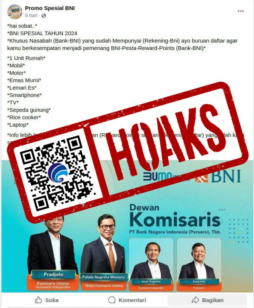 [HOAKS] BNI Bagikan Hadiah di Bulan Ramadan