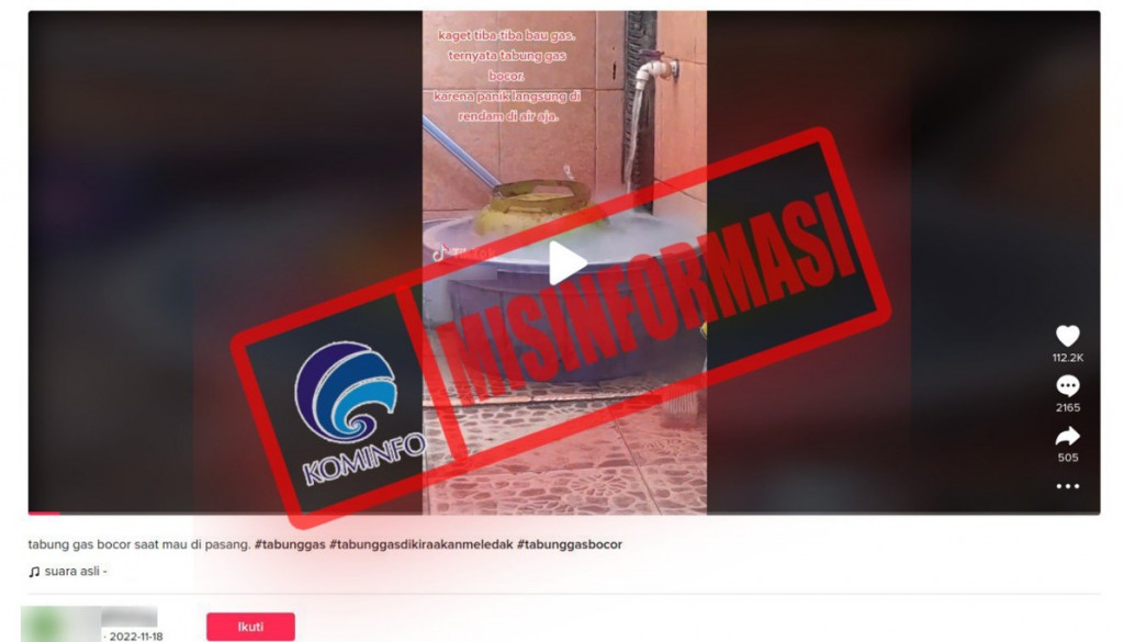 [MISINFORMASI] Atasi Kebocoran Gas dengan Rendam Tabung di Air