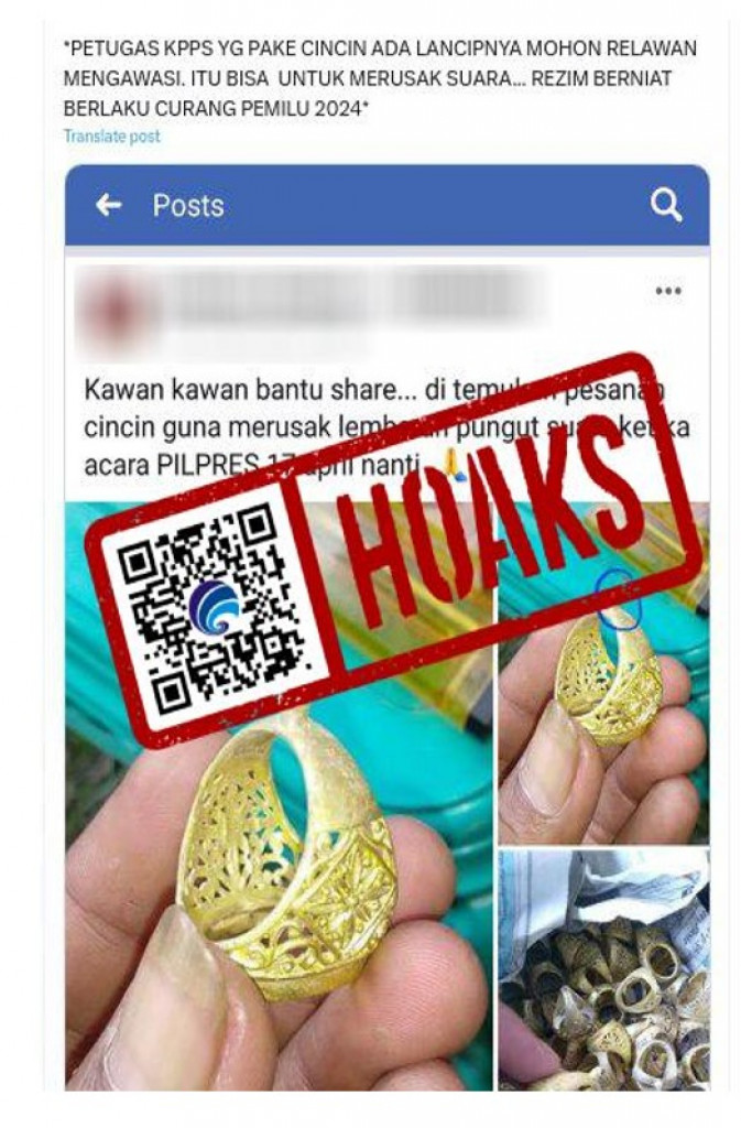 [HOAKS] Cincin Lancip Perusak Lembar Pemungutan Suara Pemilu 2024