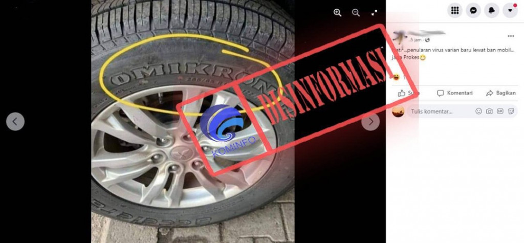 [DISINFORMASI] Penularan Virus Varian Baru Melalui Ban Mobil