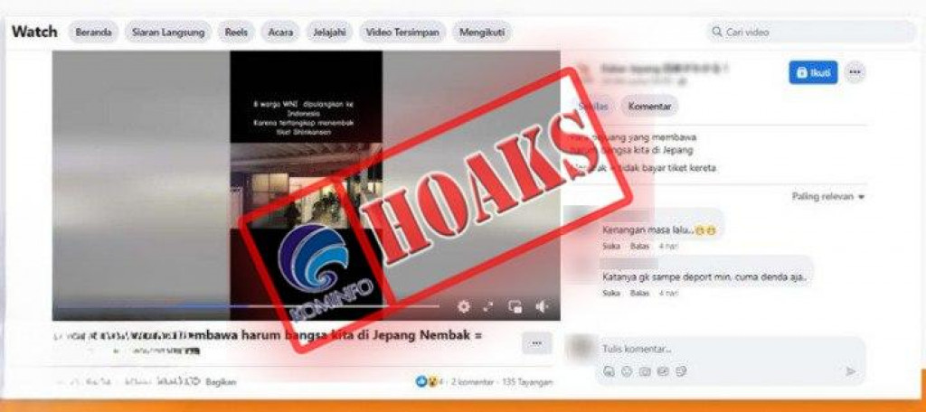 [HOAKS] Delapan WNI Dideportasi dari Jepang Akibat Menerobos Masuk Shinkansen Tanpa Bayar