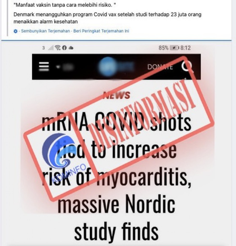 [DISINFORMASI] Denmark Menghentikan Vaksin Covid-19 karena Peningkatan Masalah Kesehatan