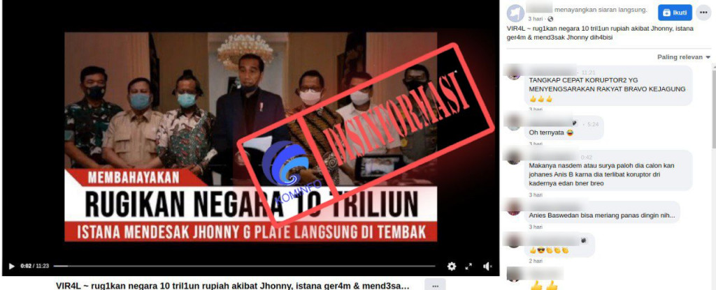 [DISINFORMASI] Desakan Istana agar Menkominfo Johnny G. Plate Dieksekusi