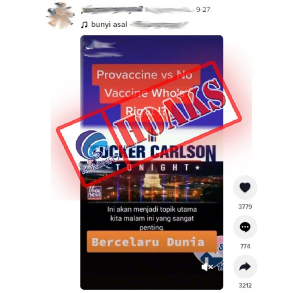 [HOAKS] Orang yang Divaksin 13 Kali Lebih Besar Kemungkinan Terinfeksi Covid-19