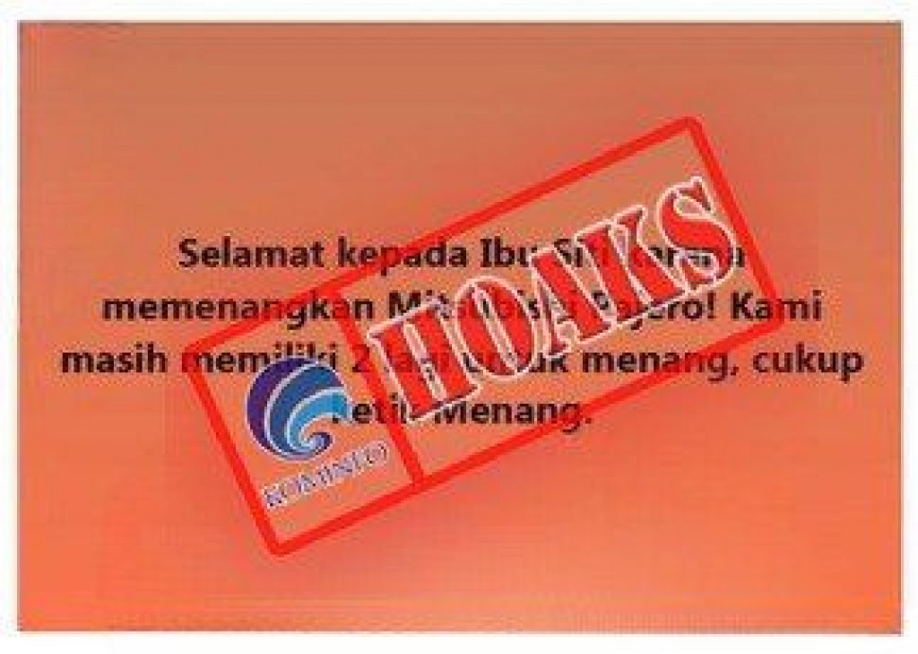 [HOAKS] Dua Mobil Mitsubishi Pajero Dibagikan Gratis Hanya dengan Ketik Kata “Menang” di Facebook
