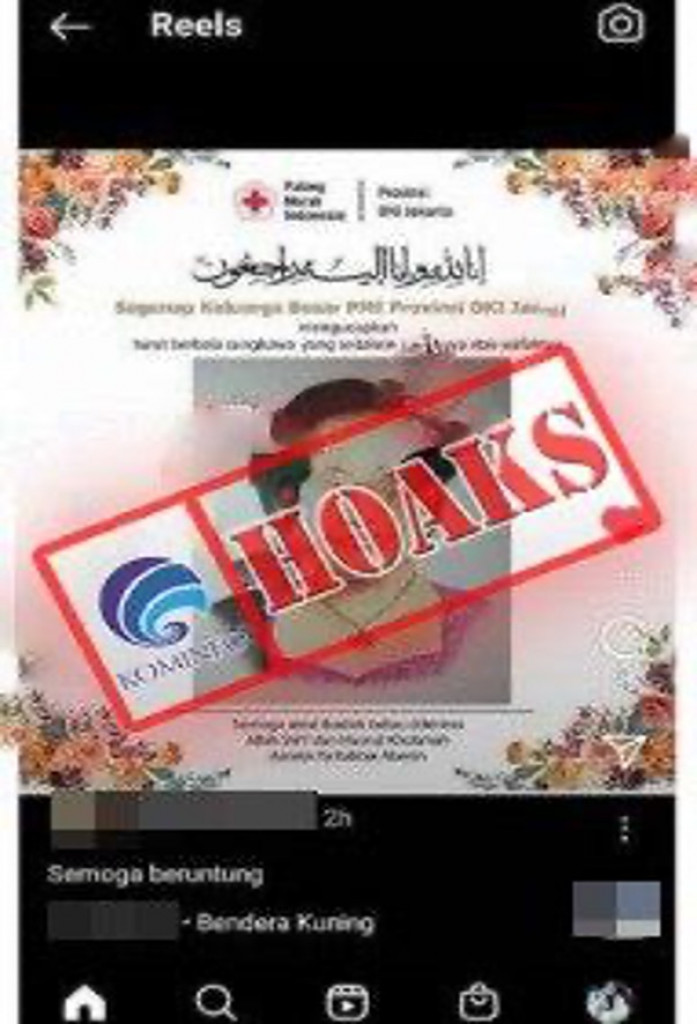 [HOAKS] Pamflet Ucapan Duka Cita untuk Megawati Soekarnoputri dari PMI Provinsi DKI Jakarta