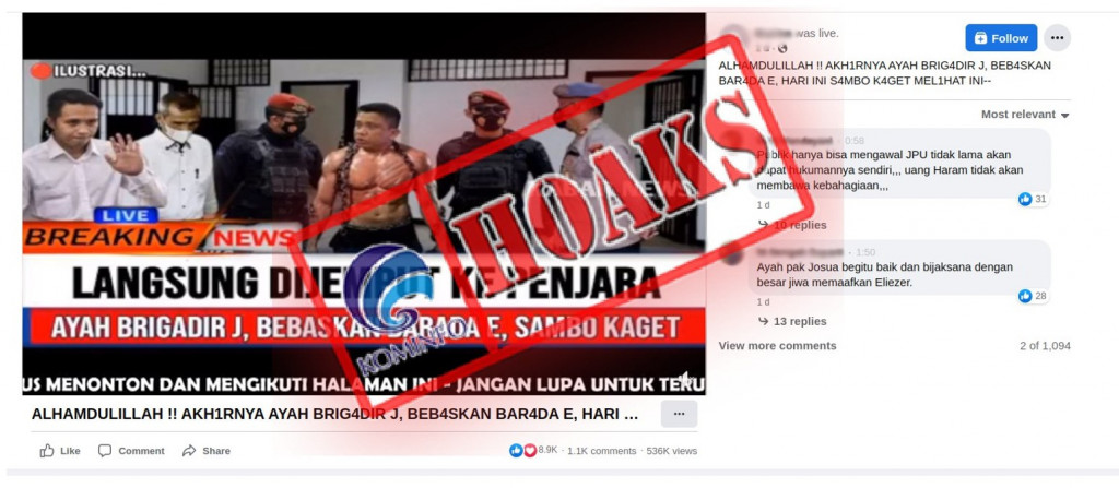 [HOAKS] Ayah Brigadir J Bebaskan Bharada E dari Penjara