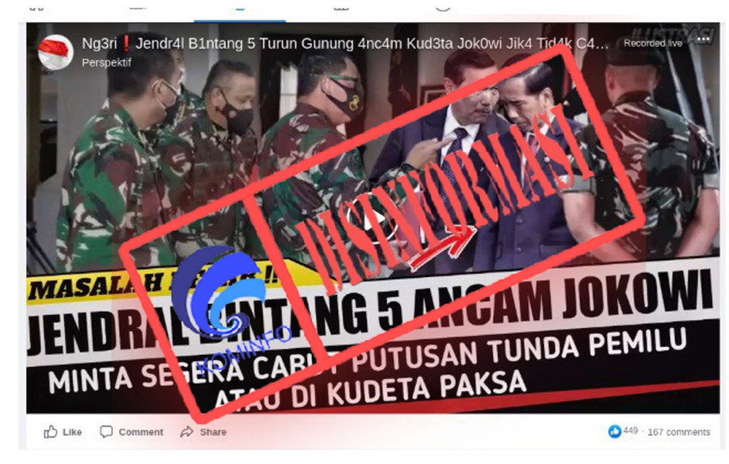 [DISINFORMASI] Jenderal Bintang Lima Ancam Kudeta Jokowi