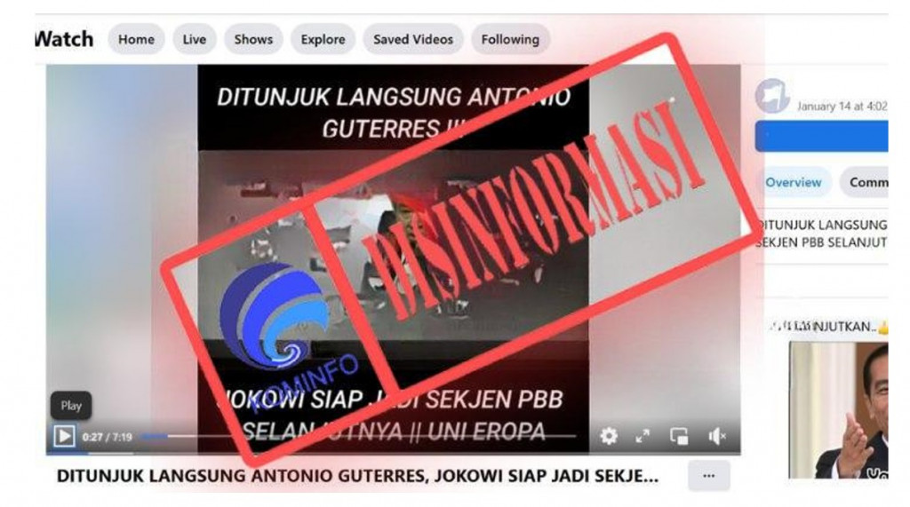[DISINFORMASI] Video Presiden Jokowi Ditunjuk Antonio Guterres sebagai Sekjen PBB