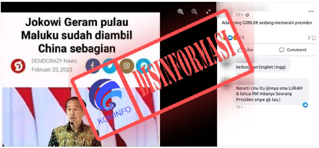 [DISINFORMASI] Gambar Tangkapan Layar Artikel DEMOCRAZY News “Jokowi Geram pulau Maluku sudah diambil China sebagian”