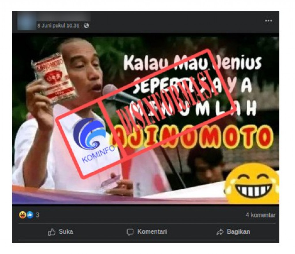 [DISINFORMASI] Jokowi Jenius karena Minum Ajinomoto