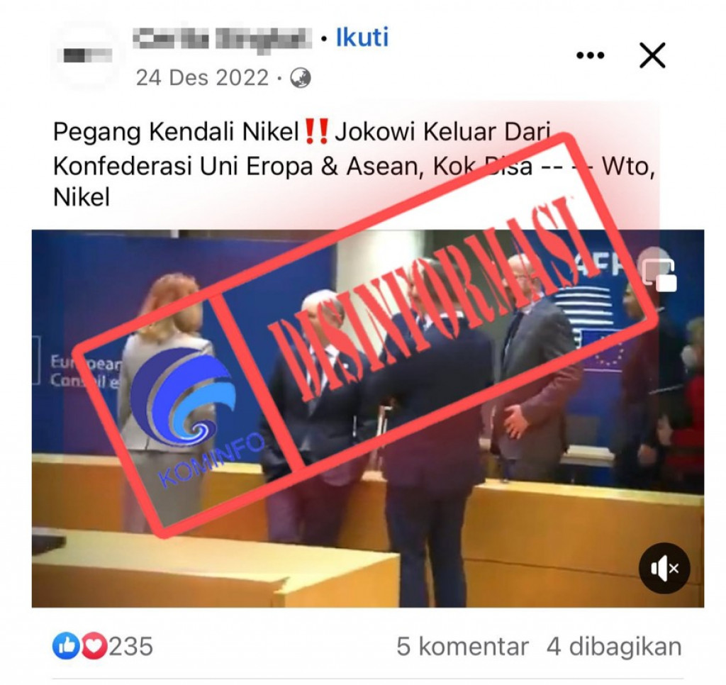 [DISINFORMASI] Presiden Jokowi Keluar dari Konfederasi Uni Eropa dan ASEAN