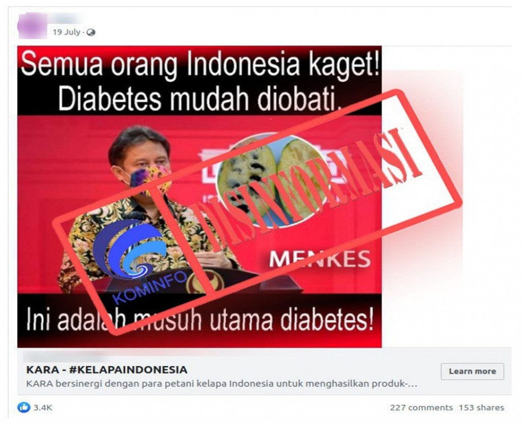 [DISINFORMASI] Poster Menkes Budi Gunadi Sadikin: “Diabetes Mudah Diobati”