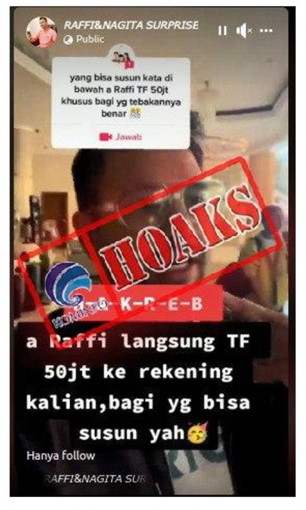 [HOAKS] Akun Facebook Mengatasnamakan Raffi Ahmad dan Nagita Slavina yang Membagikan Hadiah Rp50 Juta