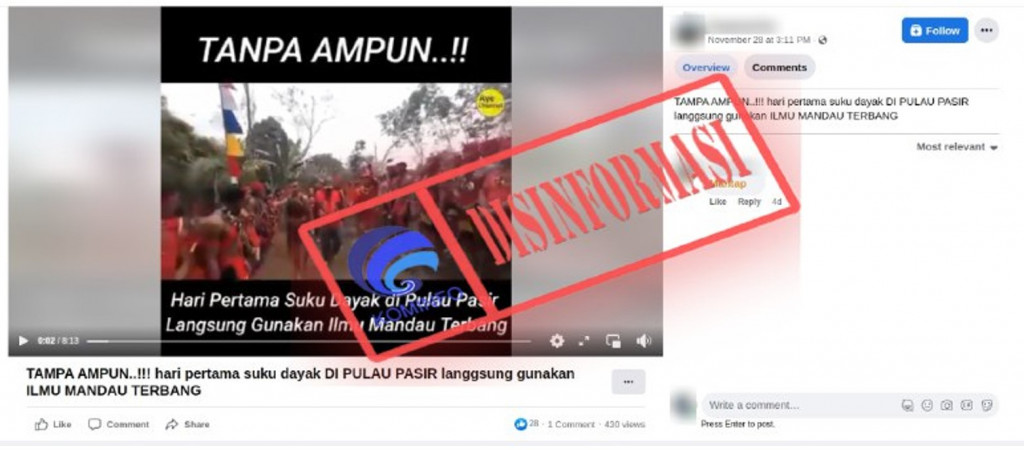 [DISINFORMASI] Hari Pertama Suku Dayak di Pulau Pasir Langsung Gunakan Ilmu Mandau Terbang