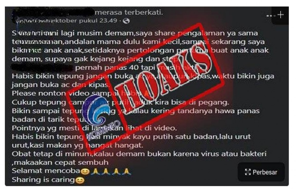 [HOAKS] Tepung Beras Bisa Meredakan Demam pada Anak
