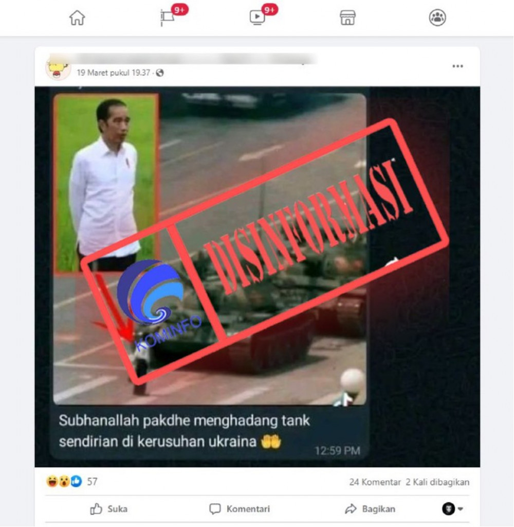 [DISINFORMASI] Foto Presiden Jokowi Menghadang Tank di Kerusuhan Ukraina