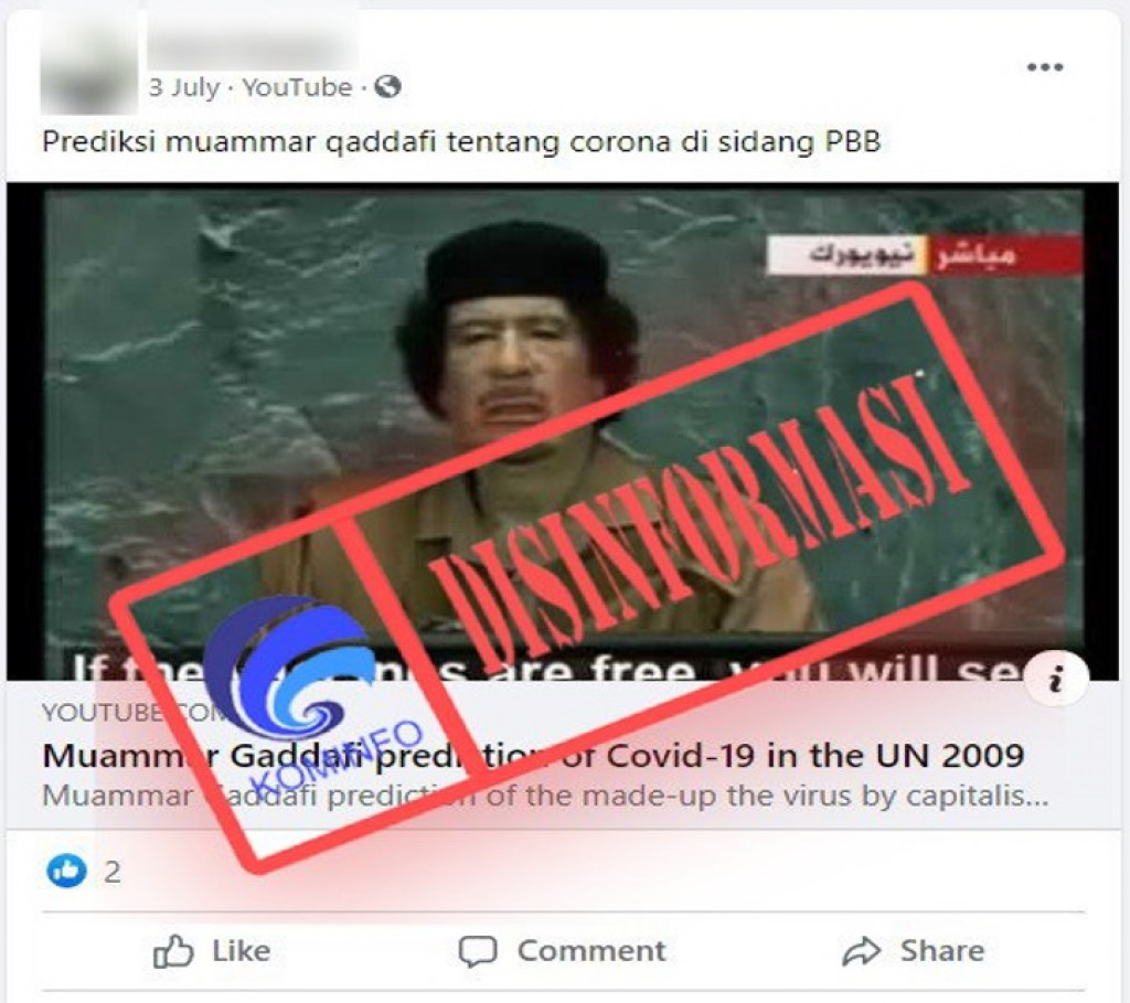 [DISINFORMASI] Muammar Gaddafi telah Memprediksi Pandemi Covid-19