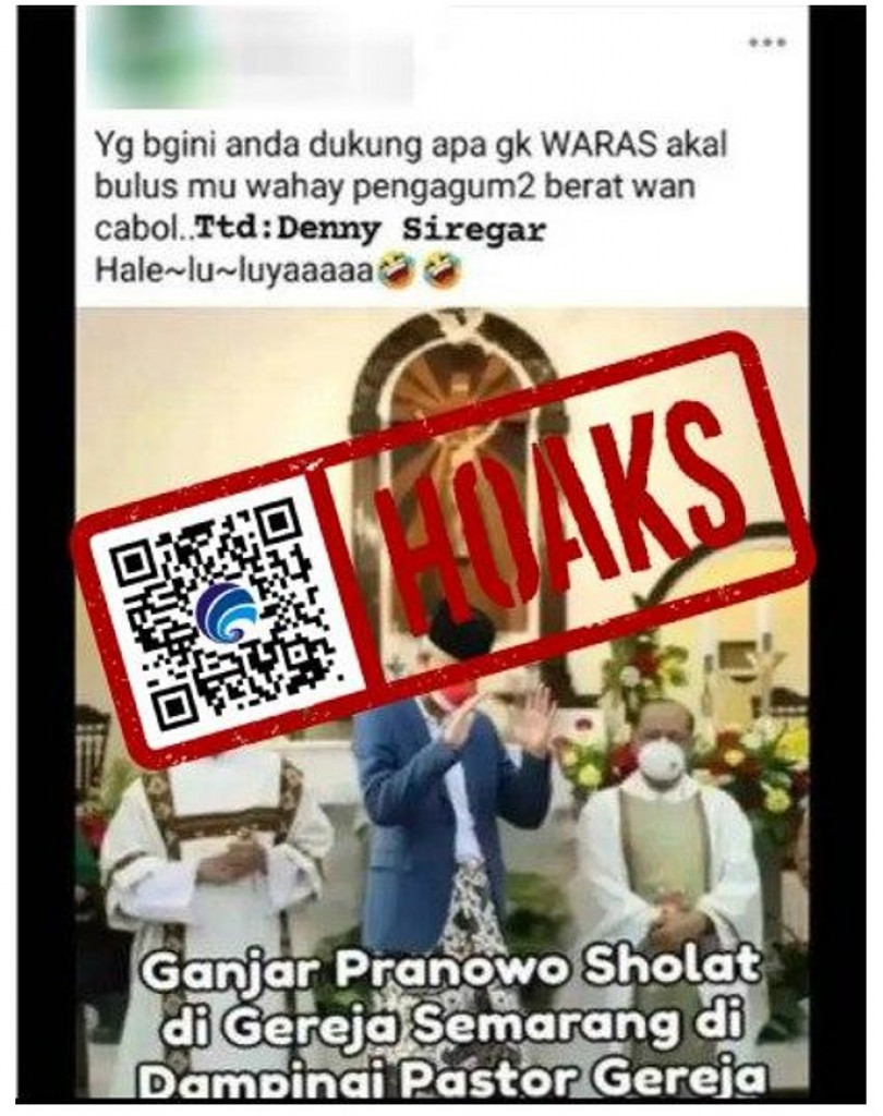 [HOAKS] Ganjar Pranowo Salat di Gereja Didampingi Pastor