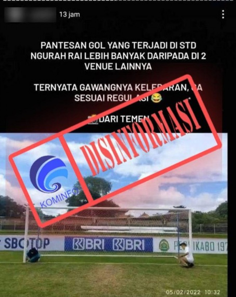 [DISINFORMASI] Gawang Stadion Ngurah Rai Terlalu Lebar dan Tidak Sesuai Regulasi