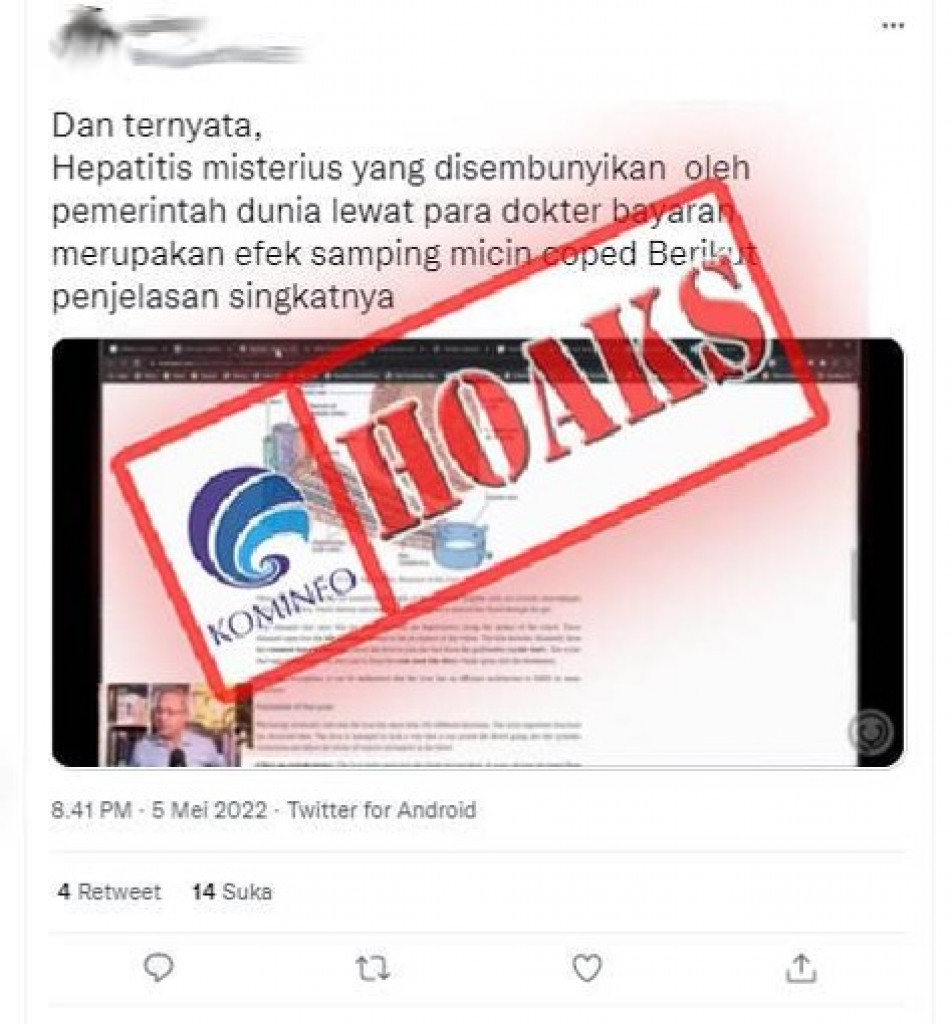 [HOAKS] Hepatitis Akut Efek Samping Vaksin Covid-19